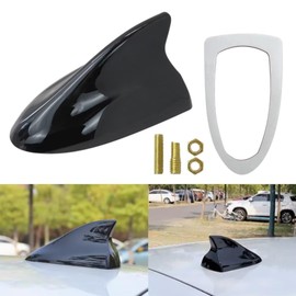 Gxcdizx Universal Car Shark Fin Antenna AM/FM Radio Signal Roof Aerial for Auto SUV Truck Offroad with Adhesive Base (Black)