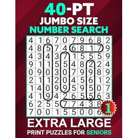 40-PT Jumbo Size Number Search: Extra Large Print Puzzles for Seniors Vol 1