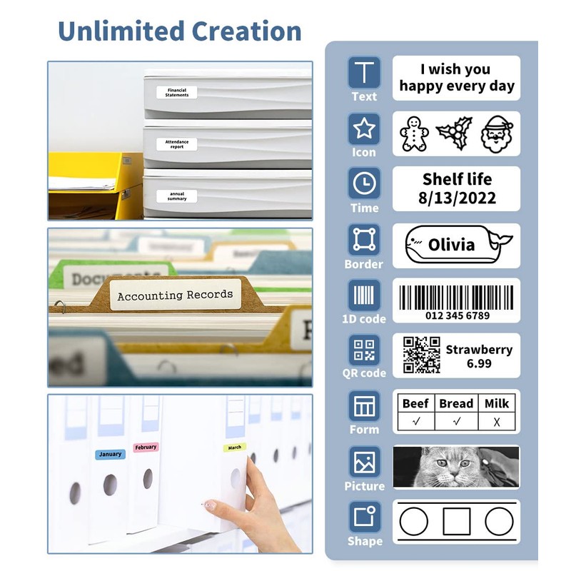 Phomemo D30 Label Printer Machine, Portable Bluetooth Mini Labelling Device,