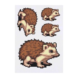 Azeeda 4 x 'Pixel Art Igel' Temporäre Tattoos - Wasserfest, Hautfreundlich & Ungiftig · Transfers in Verschiedenen Größen (TO00067968)