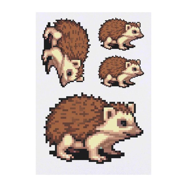 Azeeda 4 x 'Pixel Art Igel' Temporäre Tattoos - Wasserfest,