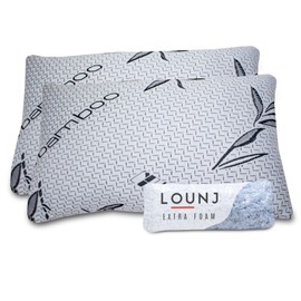 Lounj Cooling Bed Pillows for Sleeping 1 Pack Shredded Memory Foam Pillows Adjustable Cool Pillow for Side Back Stomach Sleepers Luxury Gel Pillows Queen Size