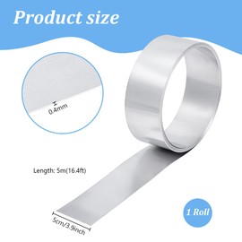PH PandaHall 16.4ft Aluminum Flashing, 2 inch Wide Metal Strip Sheet Metal Foil Roll Sheet Strip Aluminum Roof Panels Aluminum Sheet Foil Strips for DIY Craft Sealing Door Window Repair Garden
