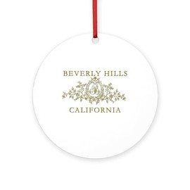 CafePress Beverly Hills CA Round 4" MDF Holiday Ornament