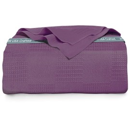 JMR 100% Cotton Blanket - Lightweight Summer Blanket King Size (108x90) - Thermal Throw for Bed, Sofa, Summer and All Seasons (Plum)