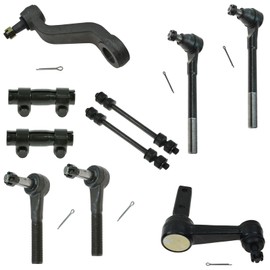 TRQ Front Steering & Suspension Kit Idler Arm & Bracket Assembly Pitman Arm Sway Bar Stabilizer Link Tie Rod Tie Rod Adjusting Sleeve Compatible with 1994-1999 Dodge Ram 1500