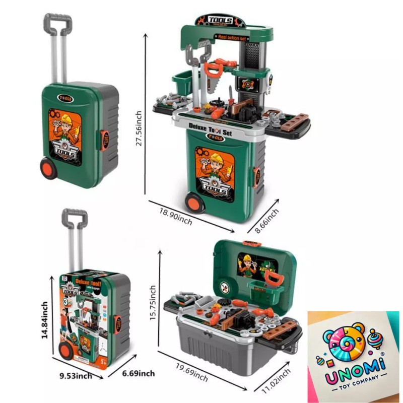 UNOMI 3-in-1 Kids Deluxe Tool Set with Suitcase | Portable