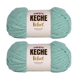 Keche Velvet Yarn for Crocheting, Soft Chenille Bulky Baby Blanket Amigurumi Yarn 2x100 gr (2x132 yds) (2 Skeins) - Mint