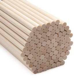 Wooden Sticks for Crafts, Pack of 100 0.6 cm x 15 cm Wooden Sticks, Round Wood Bar, Craft Wood, Round Rod for Macrame, Art Projects, Woodwork, Model Building, Natural and Unfinished