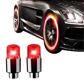 KKPLZZ 2 luces LED impermeables para rueda, rueda de bicicleta de coche, tapa de válvula de neumático, luces de tapa antipolvo, luces de neón para coc