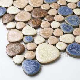 Parrotile Yosemite Matte Pebble Stone Tiles for Shower Floor Bathroom Mosaic Tile Extremely Non Slip [5 Sheets]