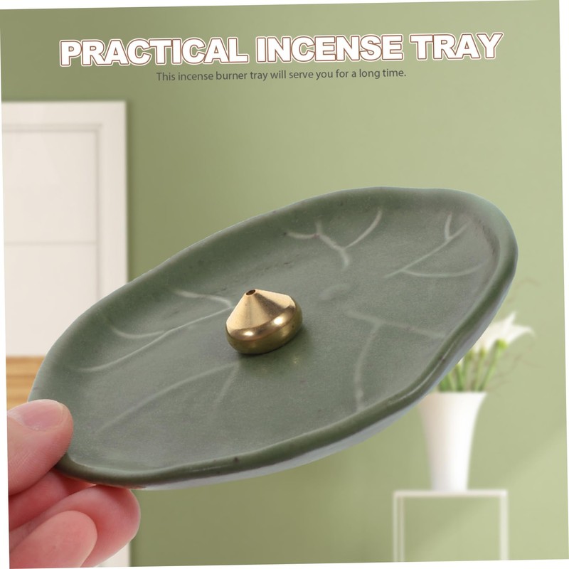 Alipis Leaf Incense Burner Elegant Ceramic Holder for Sticks Home