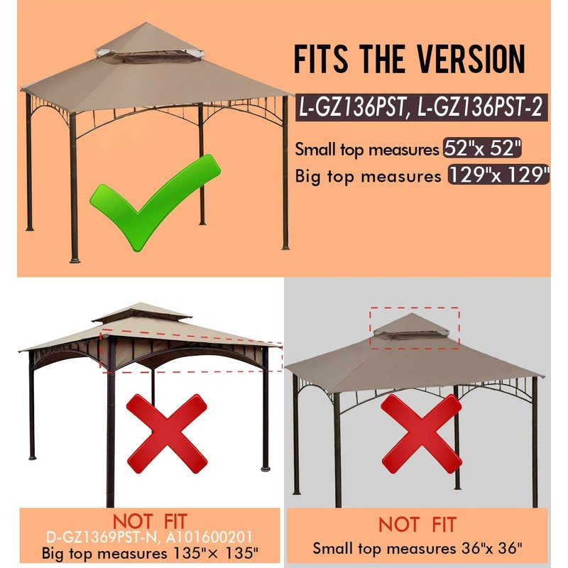 Ontheway Replacement Canopy roof, Model L-GZ136PST for Target Madaga Gazebo