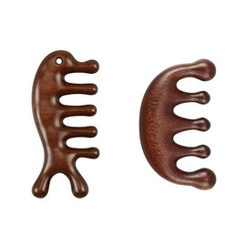 Wooden Wide Tooth Hair Massage Scraping Scalp Combs, 2Pcs Wood Massage Sandalwood Comb, Wide Tooth Sandalwood Massager, Anti-Static Natural Wooden Wide Tooth Massage Comb
