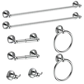 Newfun 8-Pieces Polished Chrome Bathroom Accessories Set, 24 Inch Bath Towel Bar Set, SUS 304 Stainless Steel Bathroom Hardware Set, Towel Racks for Bathroom Wall Mounted