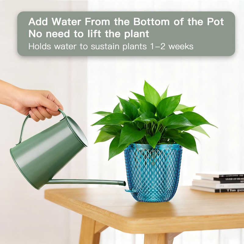 2 Pack Self Watering Pots, 5.7 Inch, with Drainage Holes,