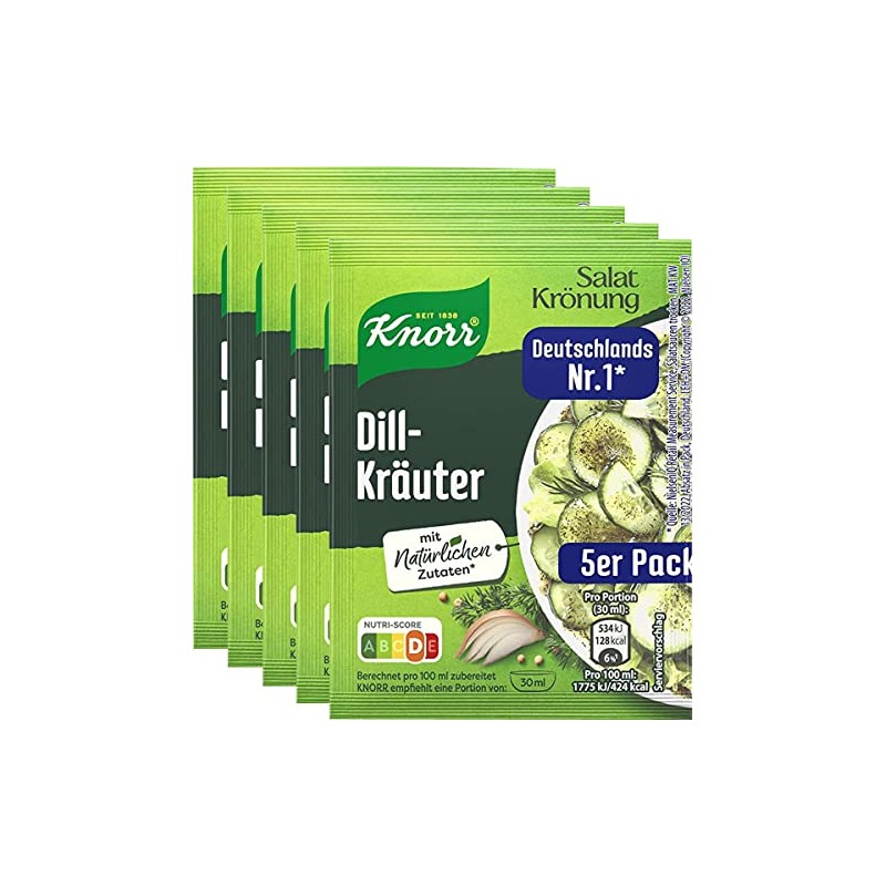 Knorr Salat Kroenung Dill-Kraeuter (Dill Herb) 5-Pack 45g (5 x