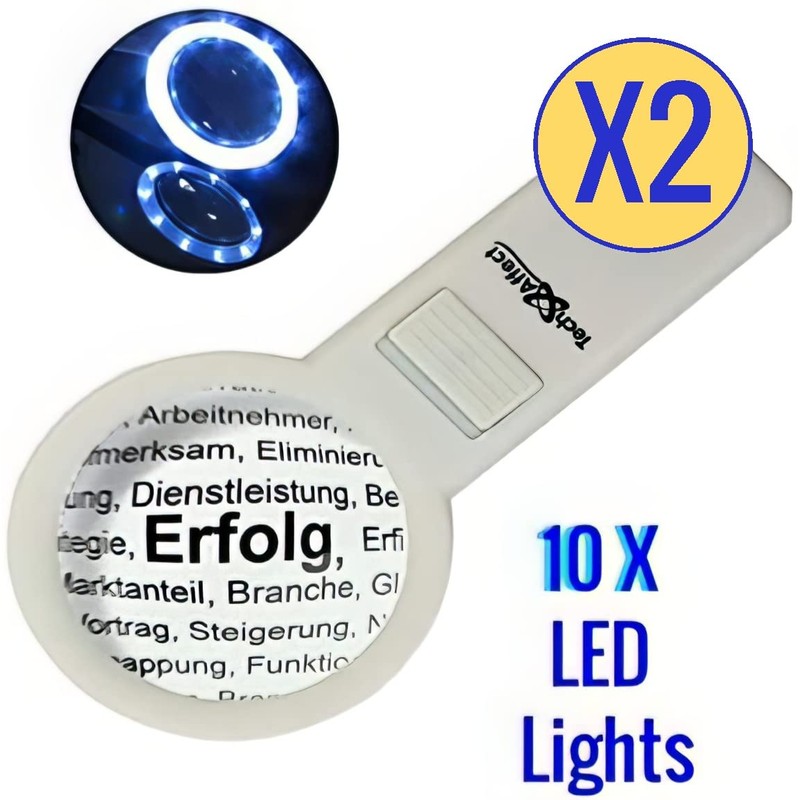 Hand Held Magnifying Glasses with Light - Strong Magnifier with