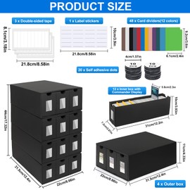 BILIPLE 12000+ Trading Card Storage Box for Commander Display, Card Deck Box Cardboard with 48 Dividers, Labels & Tapes, Trading Card Collection Box Fit for TCG, PTCG, MTG and Sport Cards