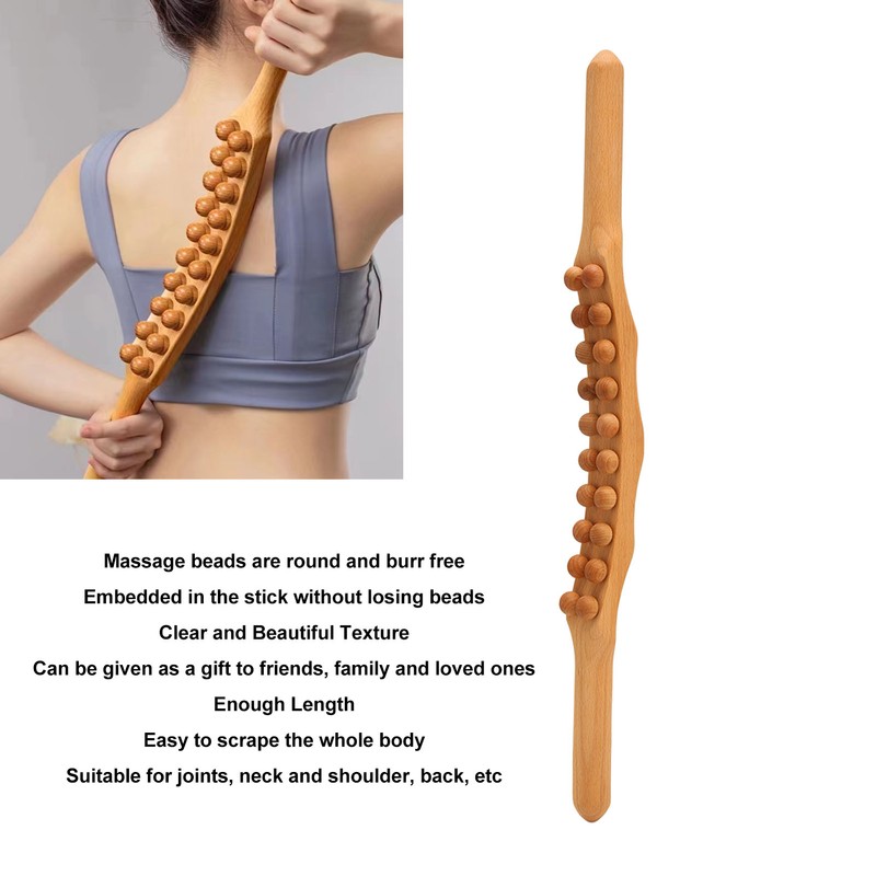 Body Gua Sha Stick Muscle Relaxing 20 Beads Wooden Scraping