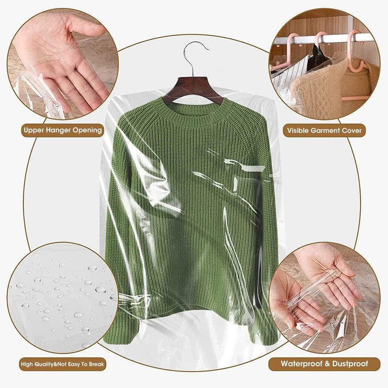 Polythene Garment Covers Clear Plastic Clothes Covers Dry Cleaning Durable,