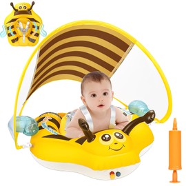 YOOHBERRYS Schwimmring Baby mit Abnehmbarem Sonnendach, Baby Schwimmhilfe mit UPF50+ UV-Schutz, Schwimmreifen Lustiges Wasserspielzeug, Aufgerüsteter Schwimmring für ab 6-24 Monate