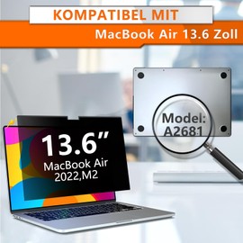 ZOEGAA Privacy Film MacBook Air 13.6 Inch M2, Magnetic with Camera Slides Anti Glare Blue Light Privacy Screen Protector Privacy Filter for MacBook Air 13.6 Inch M2 Chip 2022 A2681