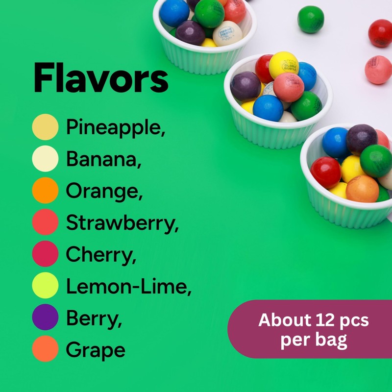 Chewing Bubble Gum for Kids - 1 Inch Large Gumballs