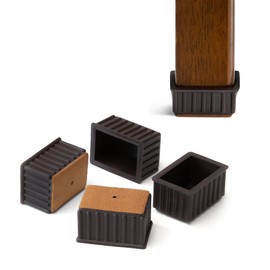 Chair Surfer Premium Furniture Leg Caps - Rectangle, Felt Pad, 16 Set - Floor Protectors with Extra Glide Sliders. Elastic Caps for Easy Hardwood Floor Protection. No Noise, No Dust (23mm x 36mm) S