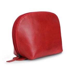 TheAntiq - Neceser de piel auténtica para hombre, elegante bolsa de maquillaje roja, estuche de cosméticos hecho a mano (9 x 6 x 4 pulgadas), bolsa de maquillaje compacta de piel para bolso, bolsas de