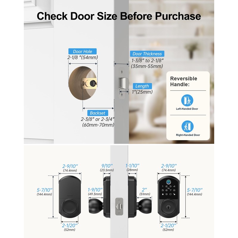 Keyless Entry Smart Door Lock with Knob, Anyfirm Keypad Digital