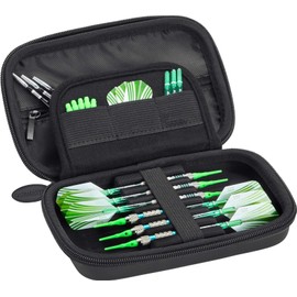 Casemaster Sentinel 6 Dart Case, Holds Extra Accessories, Tips, Shafts and Flights, Compatible with Steel and Soft Tip Darts, Impact & Water Resistant Tactech Shell, Black Zipper