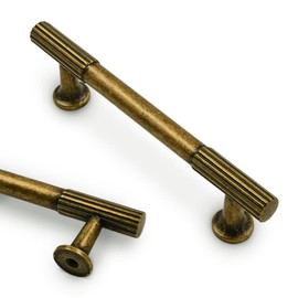 Asidrama 10 Pack Antique Brass Cabinet Handles, 3.75 Inch(96mm) Kitchen Cabinet Hardware for Cupboard Drawer Pulls