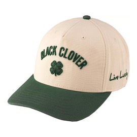 Black Clover Standard Timeless 3 Adjustable Hat, Crème/Green Hat/3D Embroidery