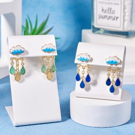 Craftdady 2 Pairs Teardrop Dangle Stud Earrings for Women Alloy Enamel Cloud Earring Cute Jewelry Earring Statement Drop Earring for Women with 925 Sterling Silver Pins 30.5 x 11.8 mm