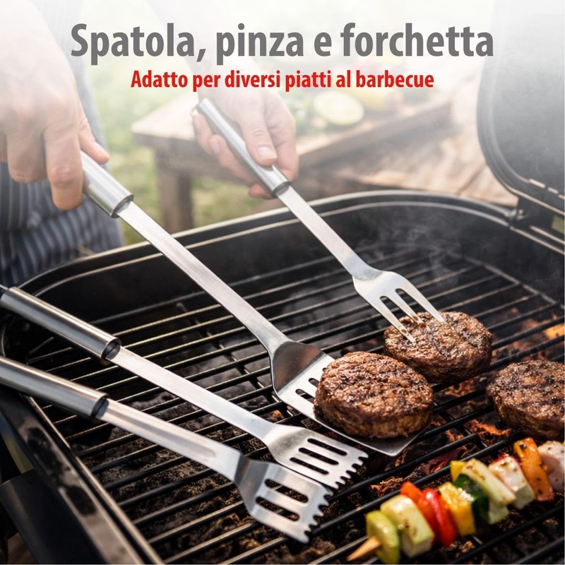 alpina Set Barbecue 3 Pezzi - Utensili Barbecue con Spatola