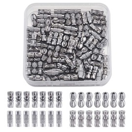 Pandahall 100sets 4 Style Barrel Screw Clasp Platinum Plated Column Jewelry End Tip Caps Cord Clasp Terminators Connectors for Necklace Bracelets Jewelry Making Findings 11-12mmx4-5mm