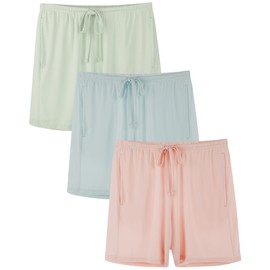 BAMBOO COOL Womens Pajama Shorts Comfy Lounge Shorts Drawstring Pj Pants Sleep Shorts with Pockets Pack of 3