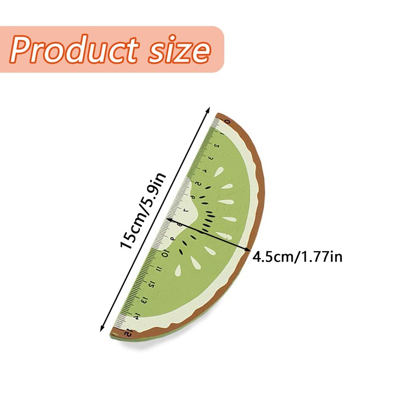 4Pcs Cute Colorful Fruit Wood Ruler Helpful Wooden Measuring Straight