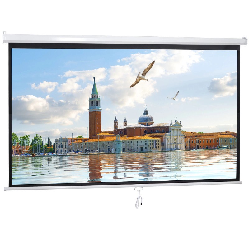 SEGAWE 100" Diagonal Projection 16:9 Projector Screen HD Manual Pull