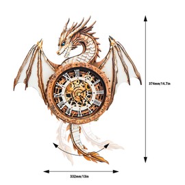 Lilcubics 3D Wooden Puzzles for Adults Model Kit Dragon Clock, Mechanical Model Building Kit DIY Hobbies for Women Men, Vintage Wall Clock Puzzle Birthday Gift for Adults Teens Craft Gift Home Decor