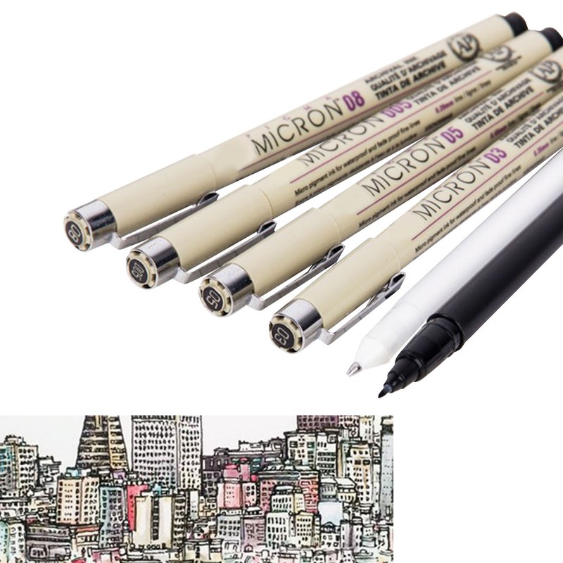6pcs Fine Tip Pens Glossy Writing 13.5cm Length Waterproof Line