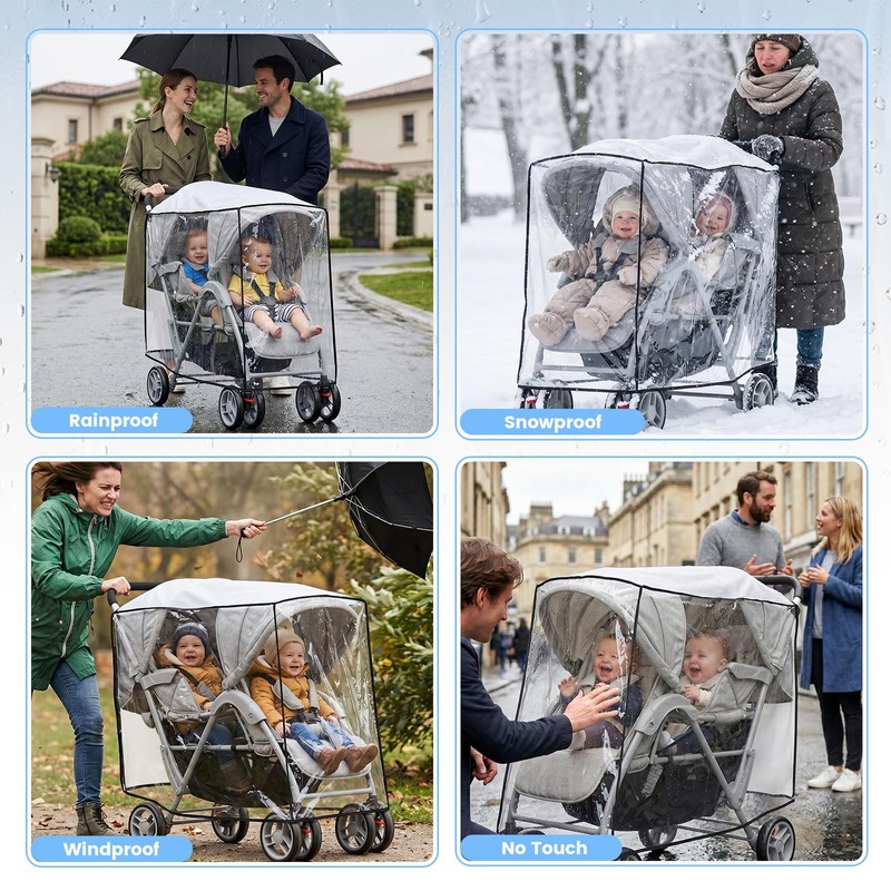 Double Stroller Rain Cover, Universal Double Stroller Rain Cover Front