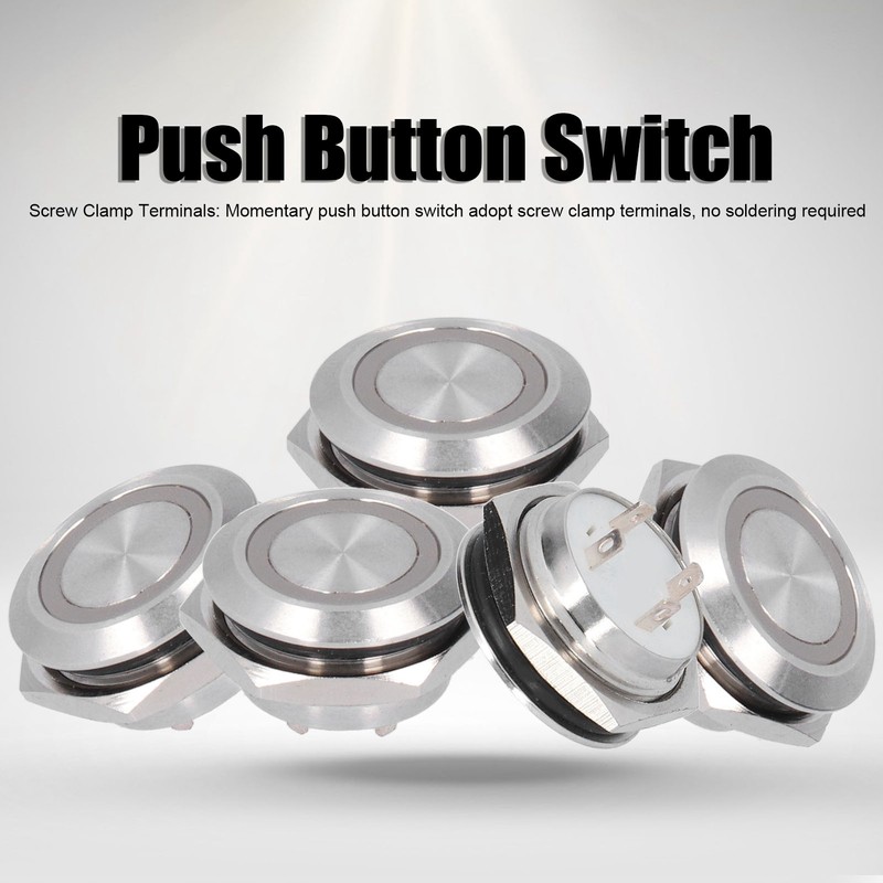 5Pcs Momentary Push Button Switch Metal Auto Reset Ultra Thin