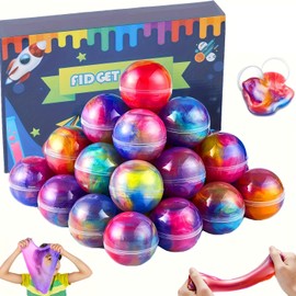 Galaxy Slime Balls Kit, Kids Slime Party Favors - Stretchy, Non-Sticky, Mess-Free, Stress Relief for Girls Boys - Christmas Easter Birthday Goodie Bag Stuffer Classroom Prizes (12)