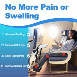 Airplane Foot Rest Adjustable Foot Hammock, Travel Essentials Airplane Footrest with Support Plates by Thicked Memory Cotton Filling Perfect for Long Flight Plane Travel Foot Leg Rest