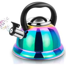 Weftnom Tea Kettle, Kettle 3.7QT, Tea Pot Whistling 316 Stainless Steel, Tea Kettle Stovetop with Cool Folding Handle, Kettle Teapot Rainbow Induction for Boiling Water, Mirror Finish