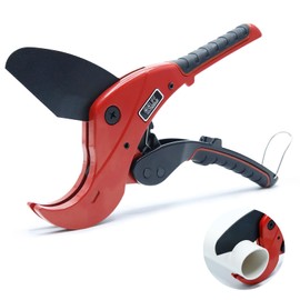 CCLIFE 64 mm PVC Pipe Shears with Ratchet, SK-5 High Carbon Steel Blade, Professional Pipe Cutter Pipe Scissors for PVC/PE/PP/PEX/PPR