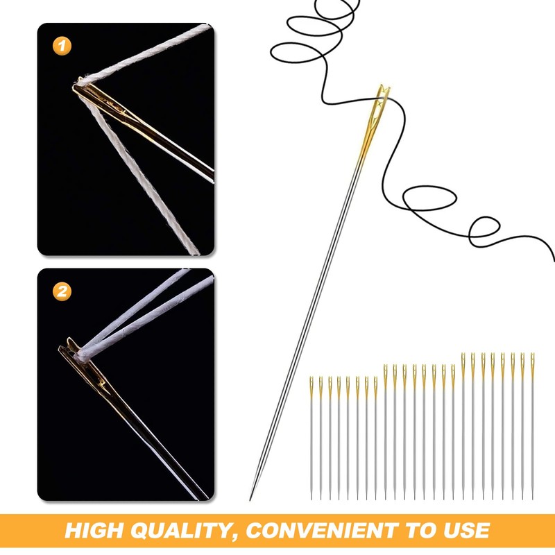Self Threading Needles, 48Pcs Easy Thread Needles Hand Sewing 3