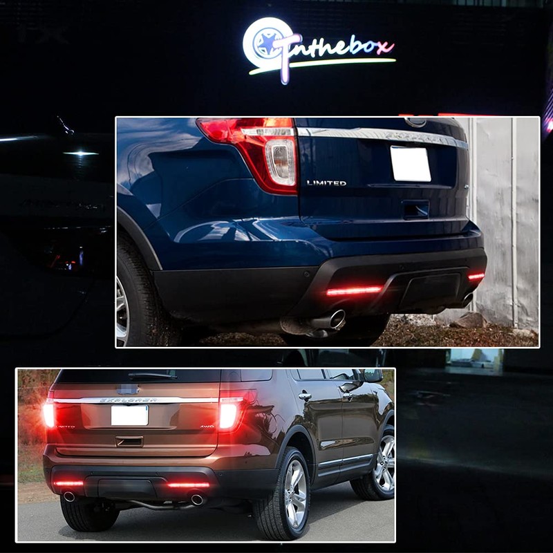 GTINTHEBOX Red Lens Full LED Bumper Reflector Lights Compatible with